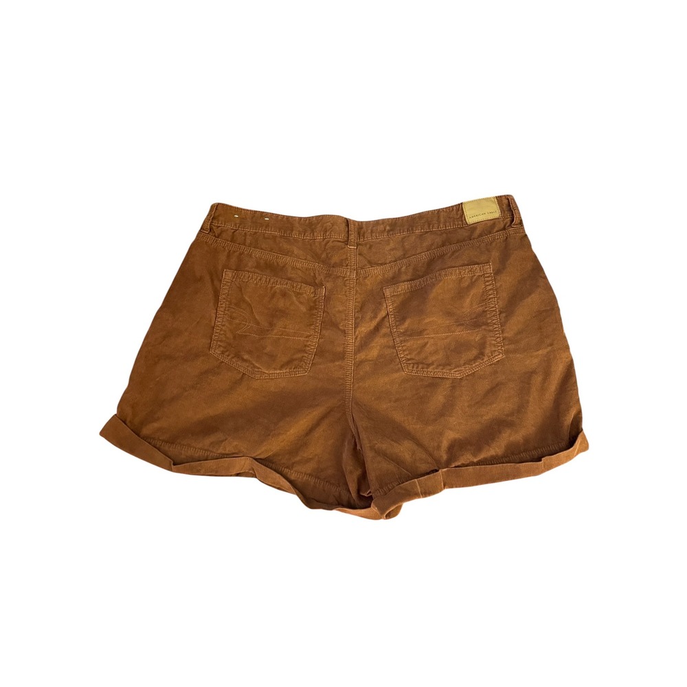 American Eagle Mom Shorts Brown Corduroy Pleated Cuffed High Rise Womens Size 20 - Picture 2 of 9